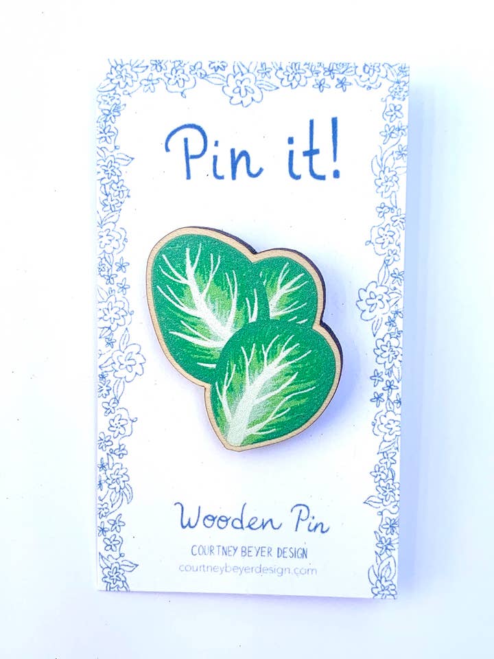 Brussels Sprouts Wooden Pin for wholesale by Courtney Beyer Design
