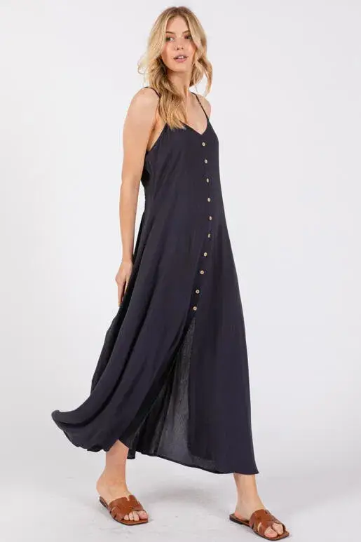 Final Touch - Vente Robe – femme - Robe fluide en mousseline épaisse avec boutons contrastants - ND40209-HV4