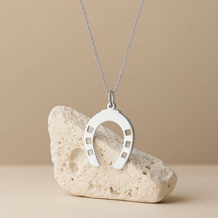 TALISMAN JEWELLERY (D&Fidanverdi, S.L.) - Wholesale Pendant/Charm Necklace - Rhodium-Plated Sterling Silver Horseshoe Pendant 9253
