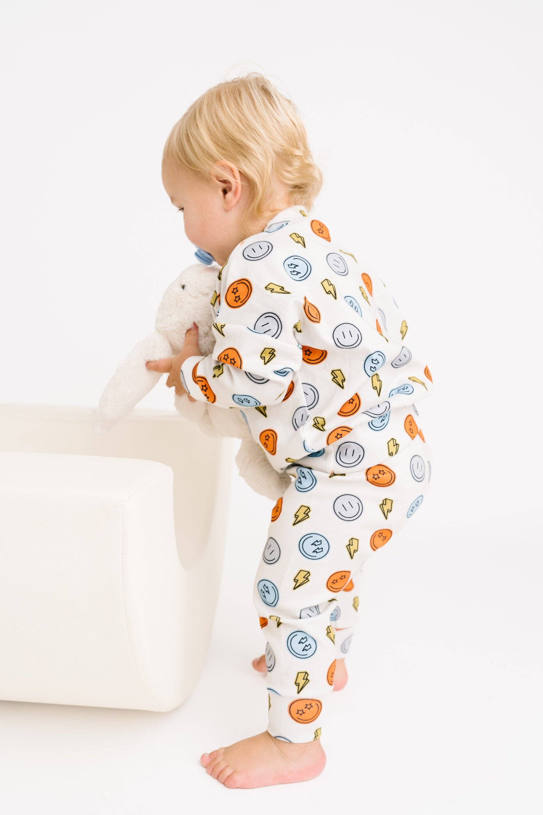 Little One Shop - Wholesale Top & Pant Set - Baby - Electric Smiley Crewneck Set2