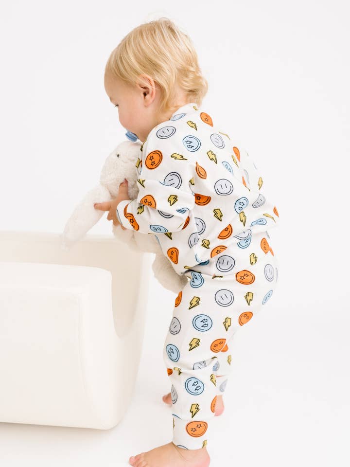 Little One Shop - Wholesale Top & Pant Set - Baby - Electric Smiley Crewneck Set2