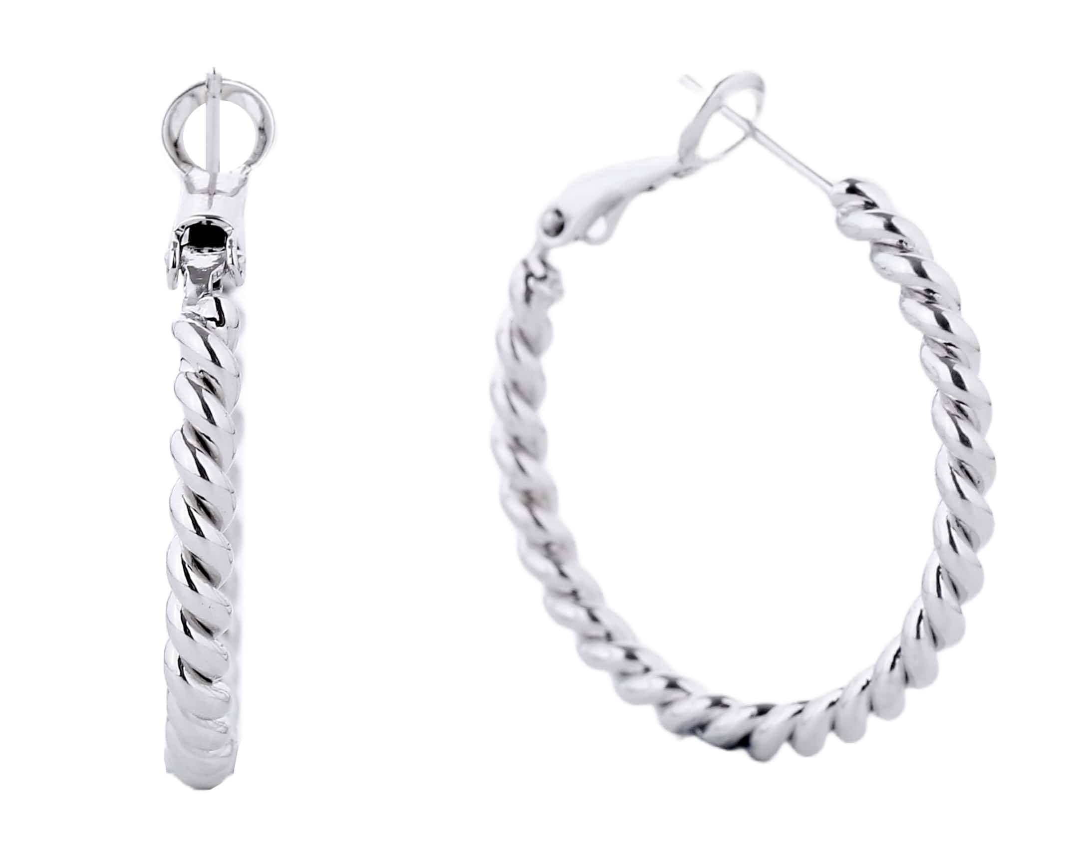 MiMi Wholesale - Wholesale Hoop Earrings - 14K Metal Omega Closure Textured Hoop Earrings3