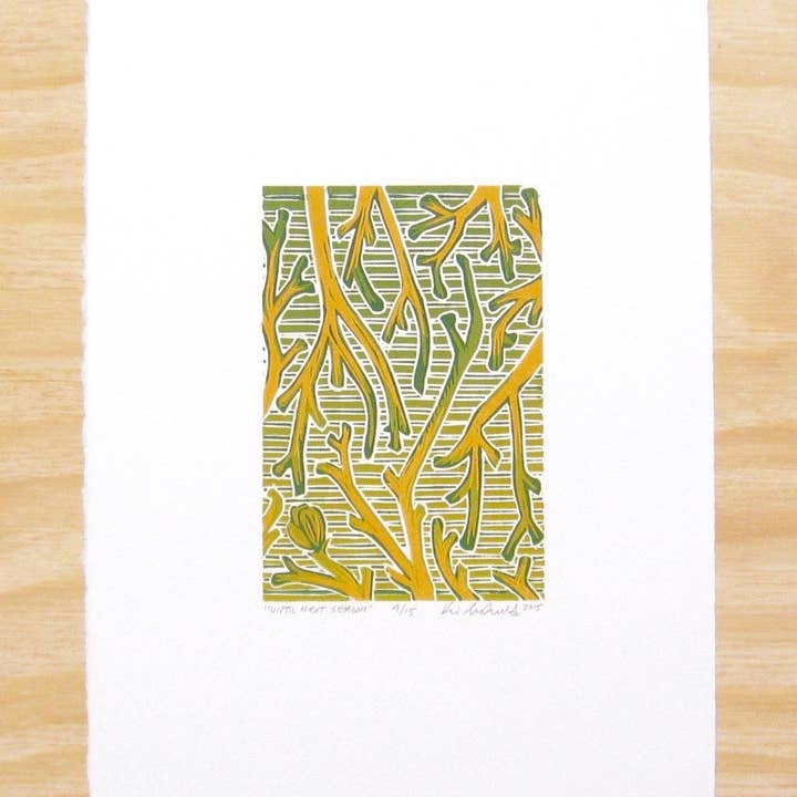 Until Next Season - reduction woodblock print (9x12”) for wholesale by Lemuette