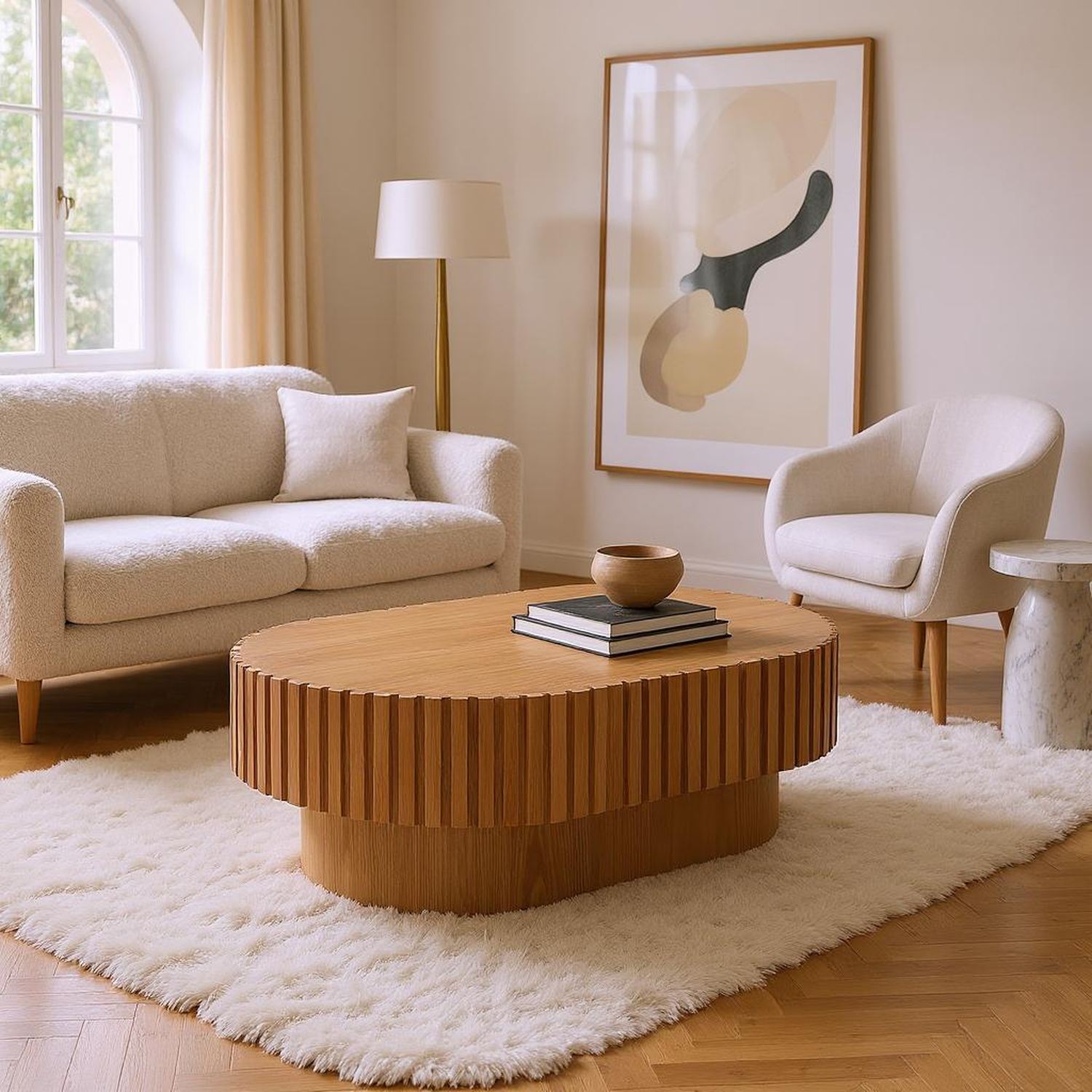 HOMYCASA DESIGN INC - Vente Tables basses - Table basse ovale en bois fait main Modena 43,7"3