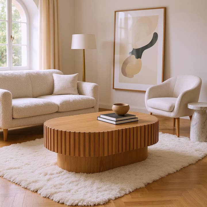 HOMYCASA DESIGN INC - Wholesale Coffee Table - Modena 43.7" Oval Wooden Coffee Table3