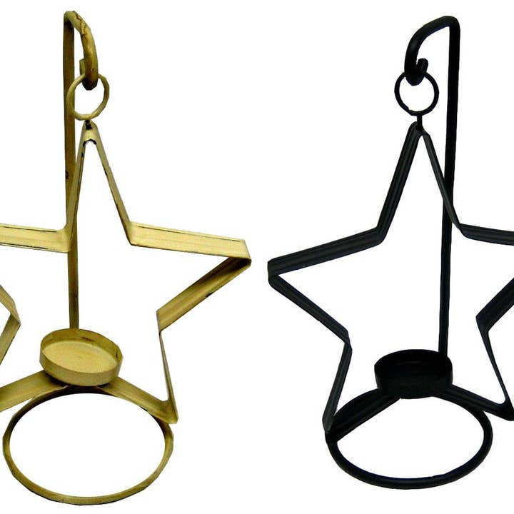 Tin Star Tea Light Holder on Stand - 10.5"H for wholesale by Birch Maison