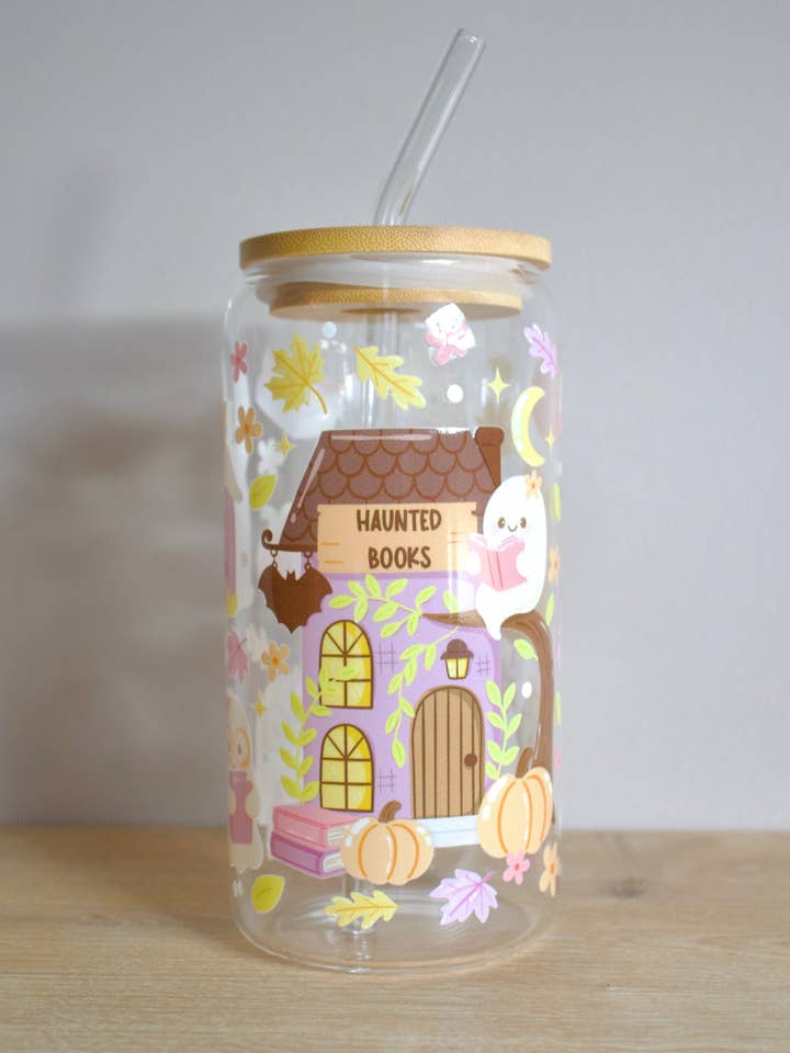 Tumbler Glass - Spooky Books for wholesale by BookBijou