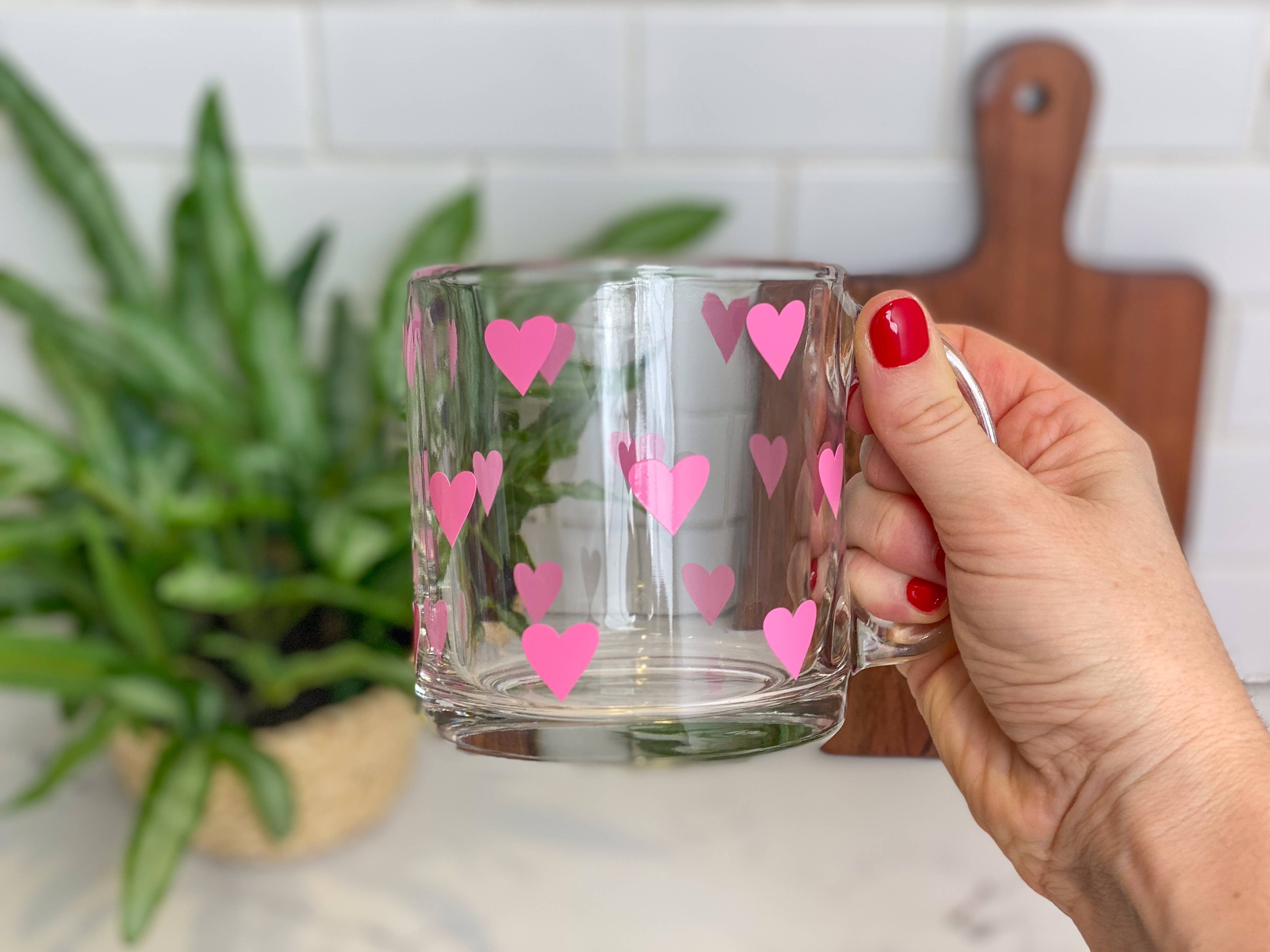 Retro Flower Cute Coffee Mug Clear Boho Glass 18 Oz Coffee Cup
