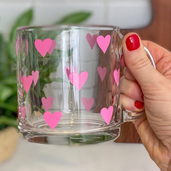 Glazen koffiemok met hart, Valentijnsdagcadeau voor wholesale door Bodhi Life Design