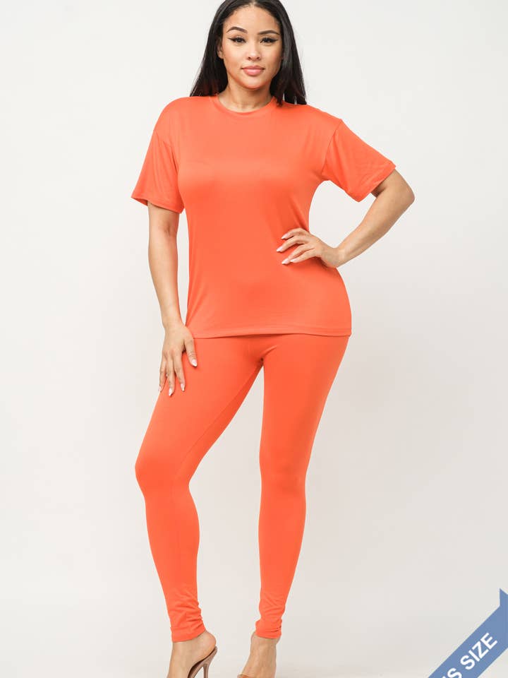 Julia by LoveJ - Wholesale Top & Pant Set (NOT Loungewear) - Women's - Plus Size Brushed Dty Round Neck Top Leggings Set10