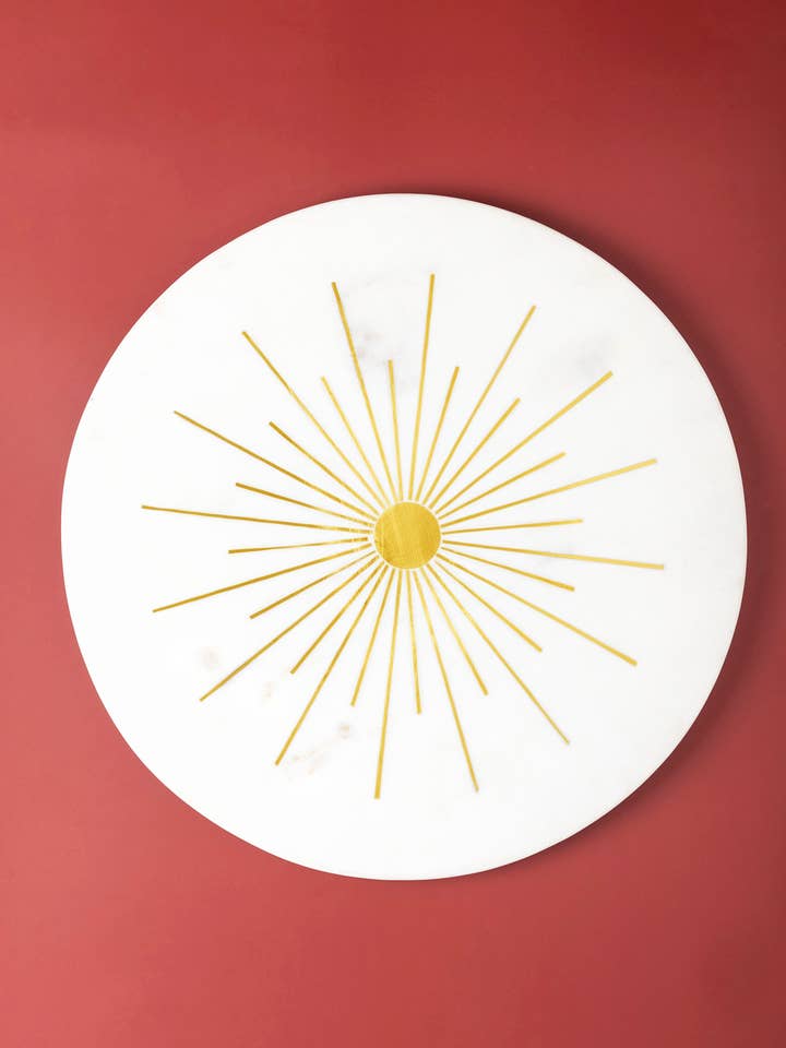 Sunshine Marble Brass-Inlay Cheese Board 12″ for wholesale by GAURI KOHLI