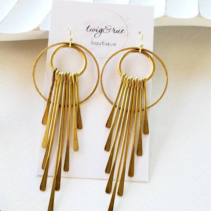 Twig & Rue boutique - Wholesale Dangle Earrings - Celeste| Statement brass and gold dangles1