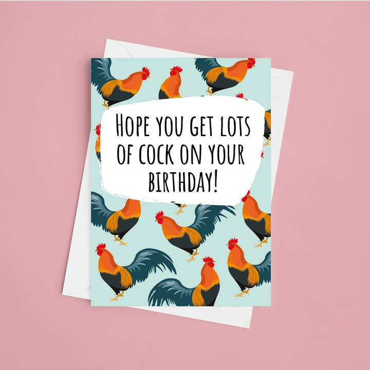 Carte d'anniversaire Lots Of Cock 5 x 7 pour la vente par Laura Lonsdale