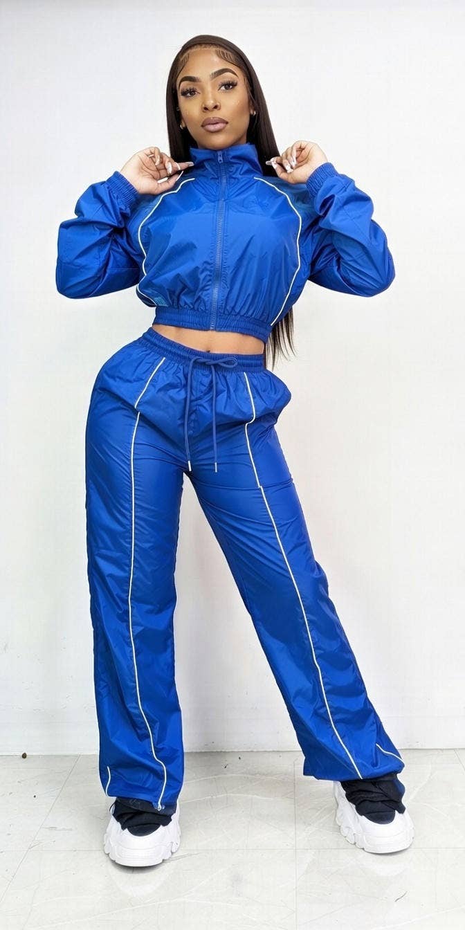 MB Fashion Wholesale - Wholesale Top & Pant Set (NOT Loungewear) - Women's - MB FASHION Two-Piece Windbreaker Zip-Up Set with Drawstring Details 50521