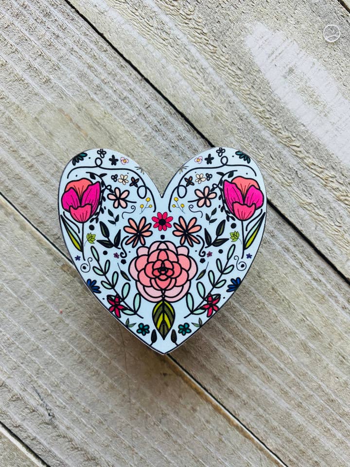 Coeur floral dessiné à la main - Sticker pour la vente par Making With Grace