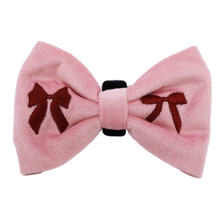 Pablo & Co. Boutique - Wholesale Pet bow tie – Dog - Velvet Blush Bows Embroidered Dog Bow Tie3