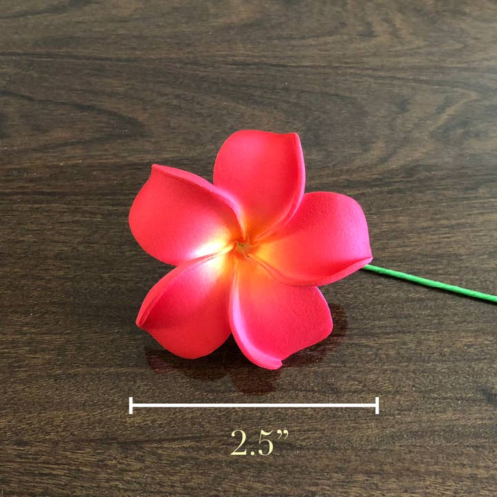 OpalHaus - Wholesale Artificial Flowers - Plumeria Foam Flower with Stem, Red 10-pack 2.5"