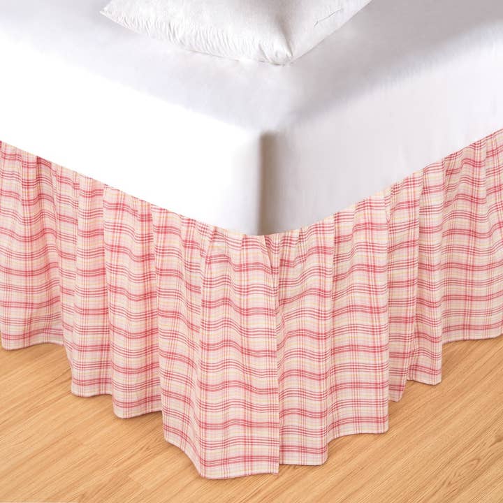 SALE Pink Plaid King Bed Skirt Drop Length: 16 inches for wholesale by C&F Home