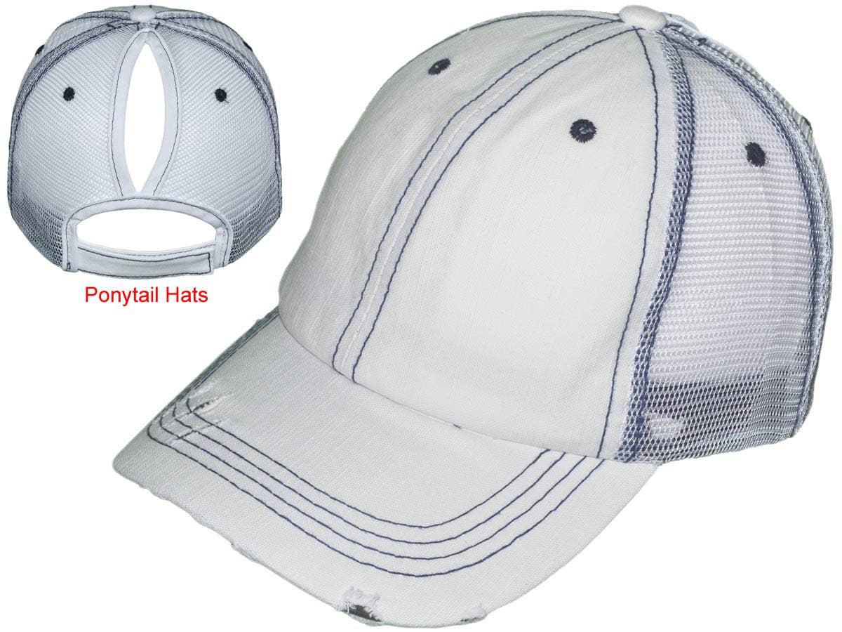 Buck Wholesale – wholesale Ponytail cap – Women’s – Ponytail Trucker Hats - Women Low Profile Vintage1