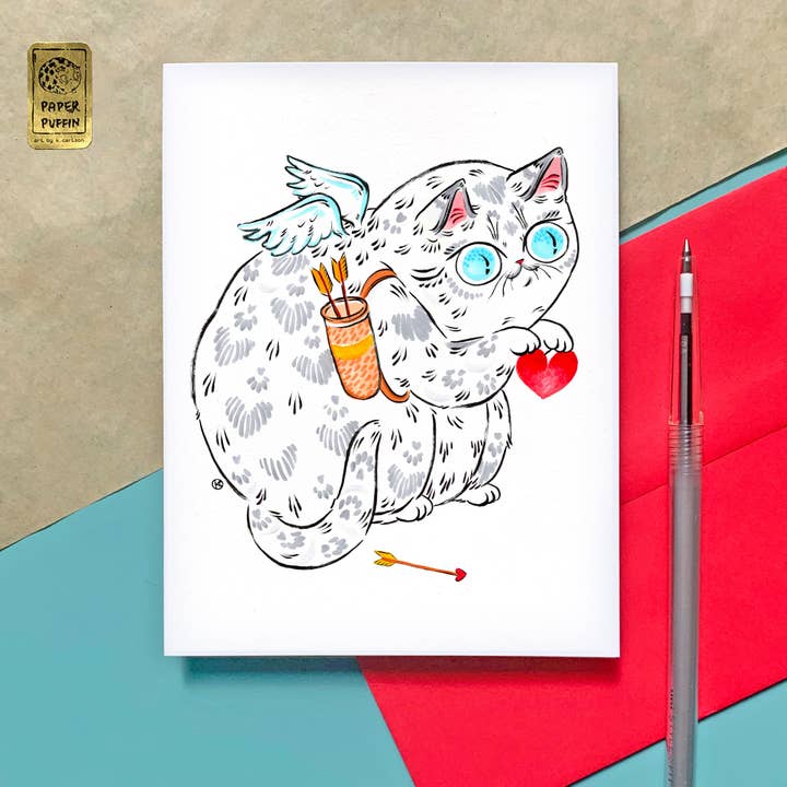 Paper Puffin - Venta al por mayor Tarjetas de San Valentín - Tarjeta de Cupido Linda1