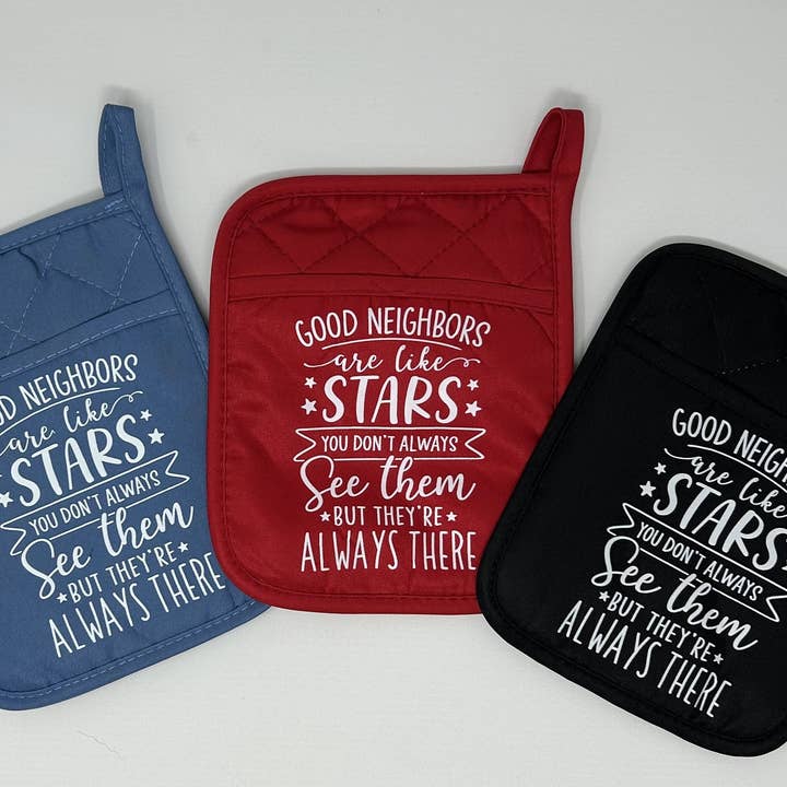 Grydelap Handske Gode Naboer er som Stjerner Besked for engroshandel hos Prairie Impressions