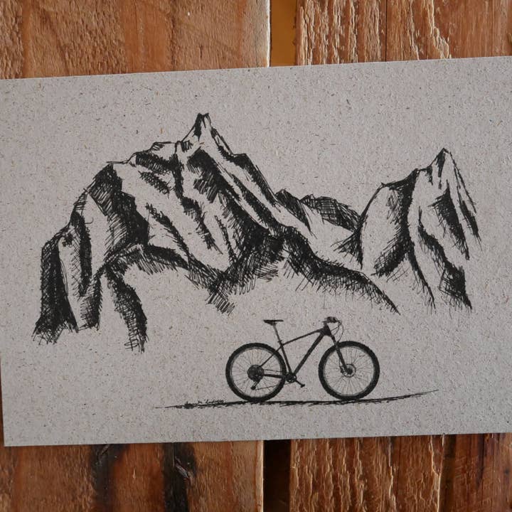 Hannibelle - Wholesale Everyday Greeting Card - Grass paper card mountains and wheels