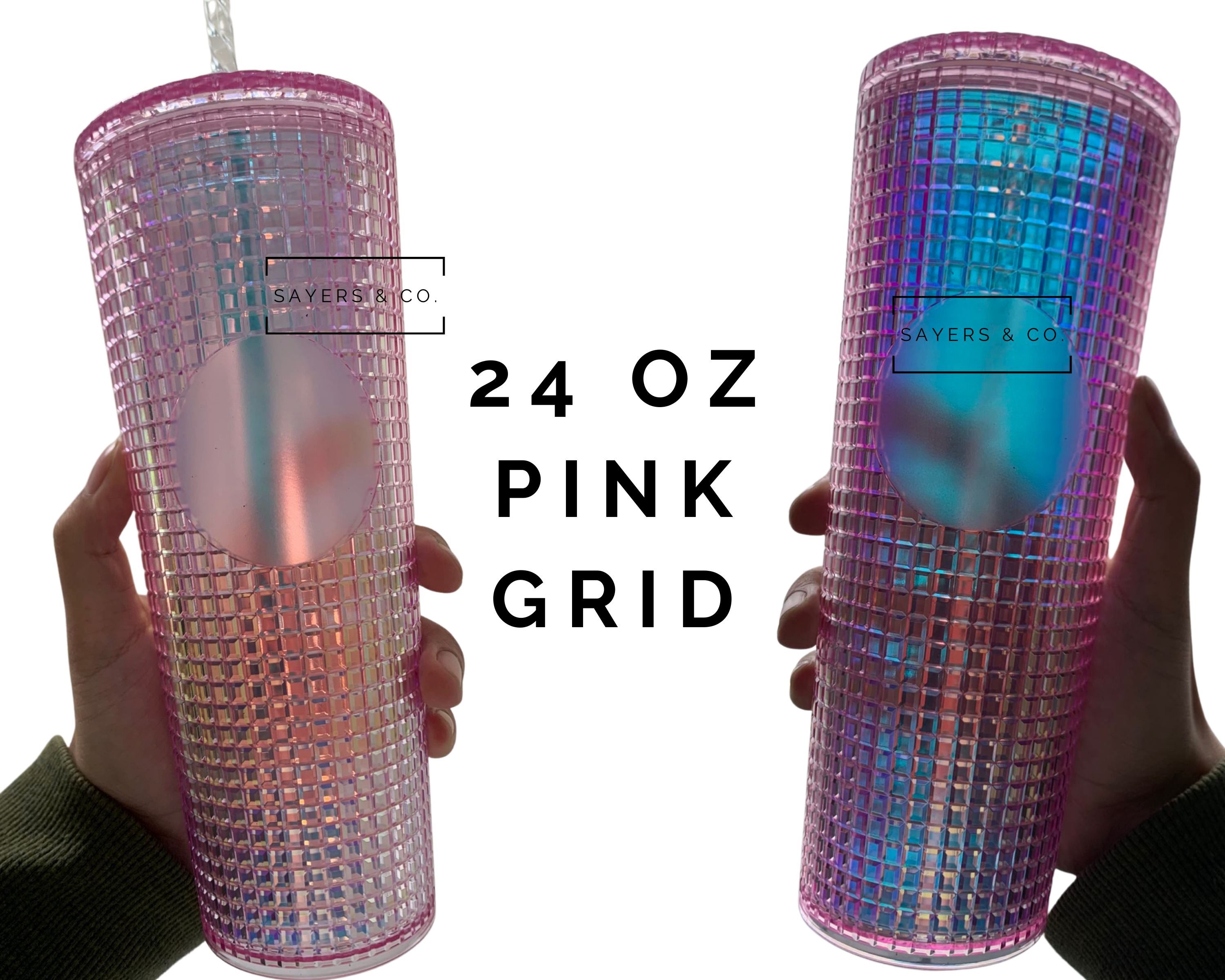 Sayers & Co. - Wholesale Insulated Mug/Tumbler - Matte & Glossy Grid 24oz Screw Top Tumbler, Double Walled Insulated Matte Black, Matte Coral, Sayers & Co., Wholesale, Bulk1