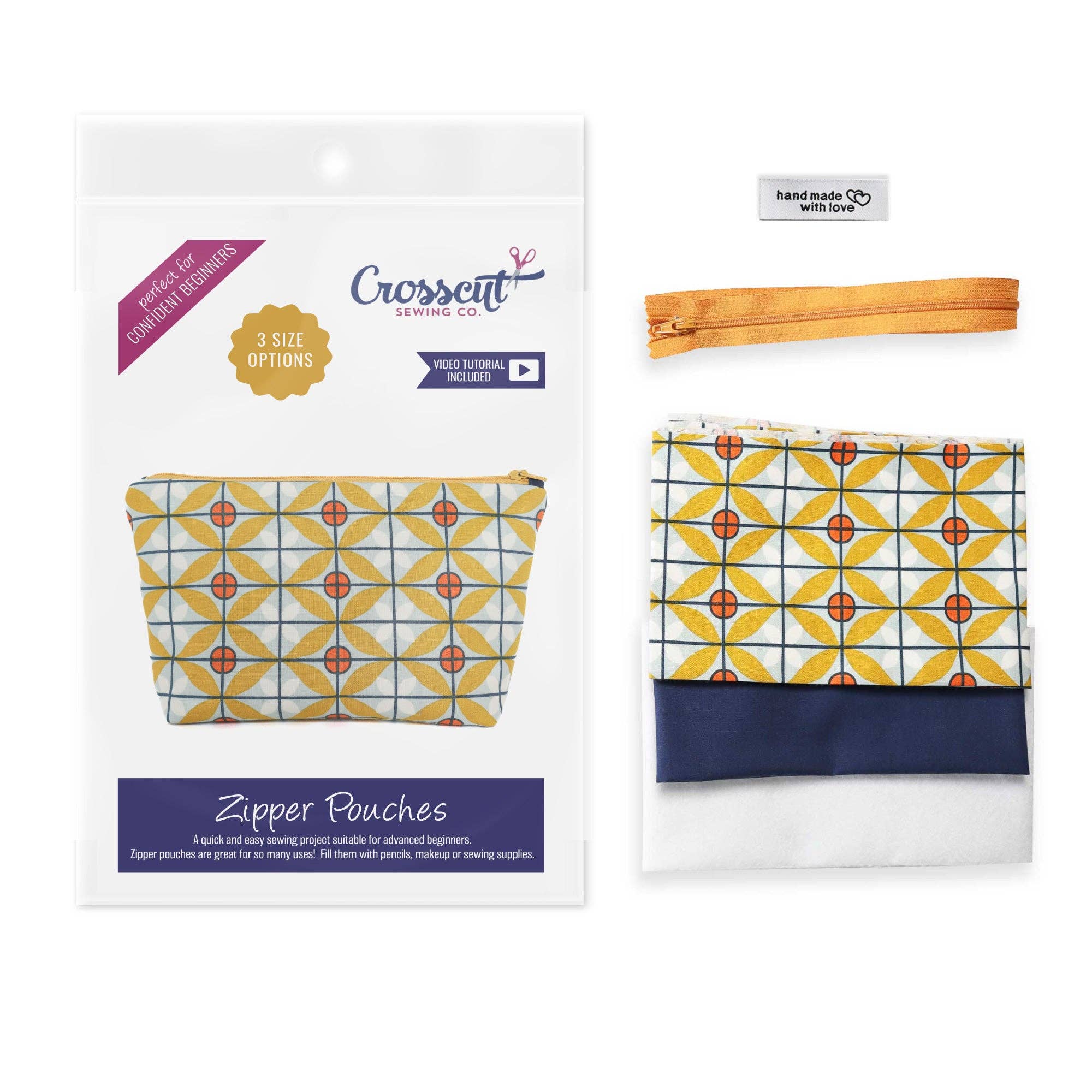 Crosscut Sewing Co. - Wholesale Craft Sewing Kit - Zipper Pouch Sewing Kit - Sewing Project Kit with Fabric for Beginners6