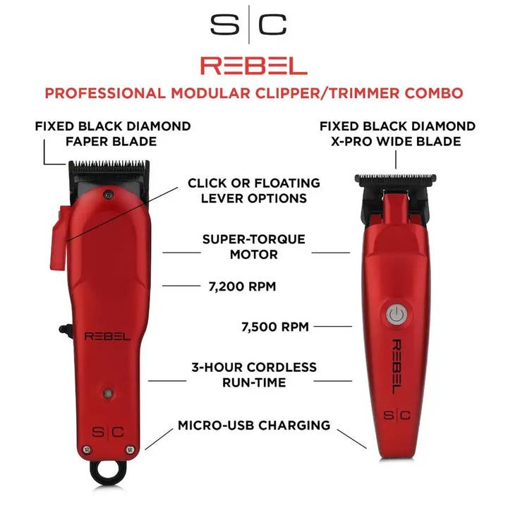 Salon Equipment Pros - Wholesale Clippers - Men's - StyleCraft Rebel Combo Set Professional Clipper Trimmer Set9