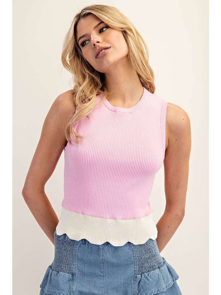 Peace Love Line - Wholesale Knit Top - Women's - PL6729 - RIBBED KNIT SWEATER TANK TOP