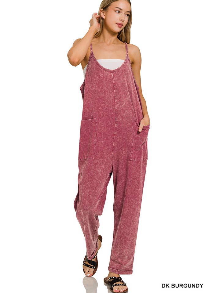 42POPS - Wholesale Overalls - Women's - '..._ Washed Spaghetti Straps Overalls W/ Pockets