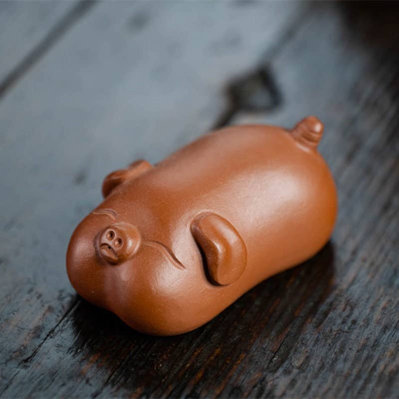 Gohobi （We cover U.S. import duties） - Wholesale Decorative Figurine - Gohobi Handmade pig ornaments Tea pets ceramic YiXing clay  Chinese Gongfu tea Kung fu tea Japanese Chado unique ornaments8