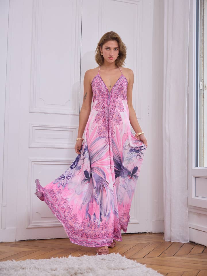 Robe longue fluide dos nu - 5528 pour la vente par Frime