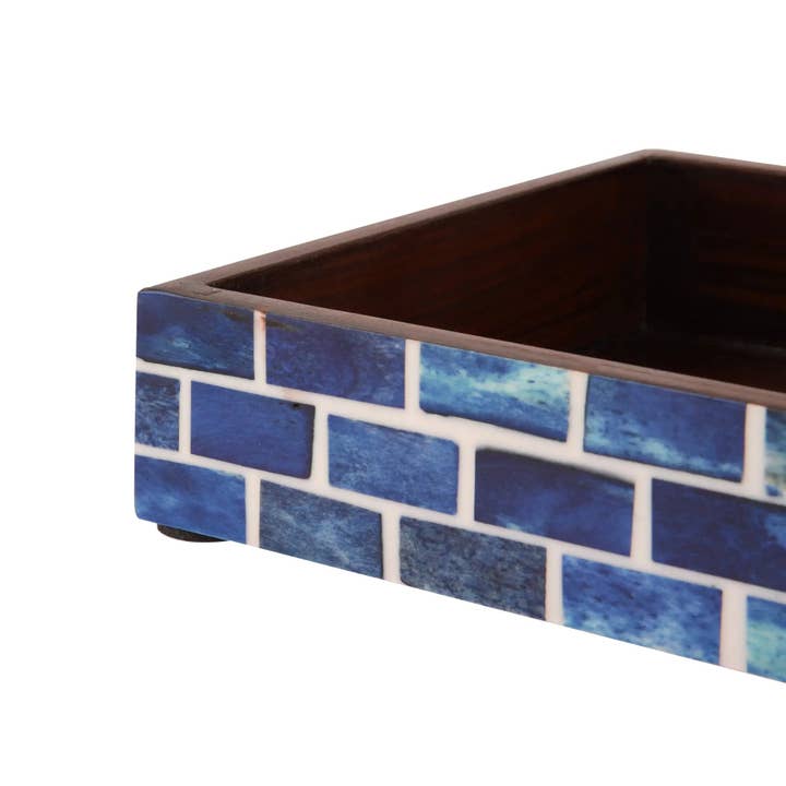 Blu & Bianco Vassoio Vanity - Collezione Parlour Bond Blu 10x6 pollici in vendita all'ingrosso su Faire2