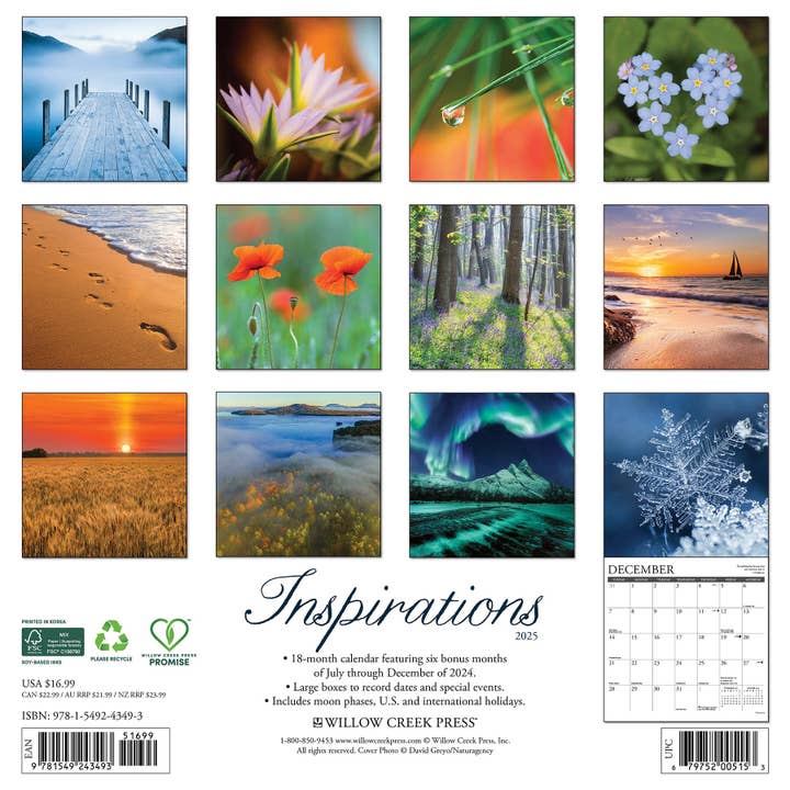 Willow Creek Press & Gifts - Wholesale Calendar - Inspirations 2025 Wall Calendar