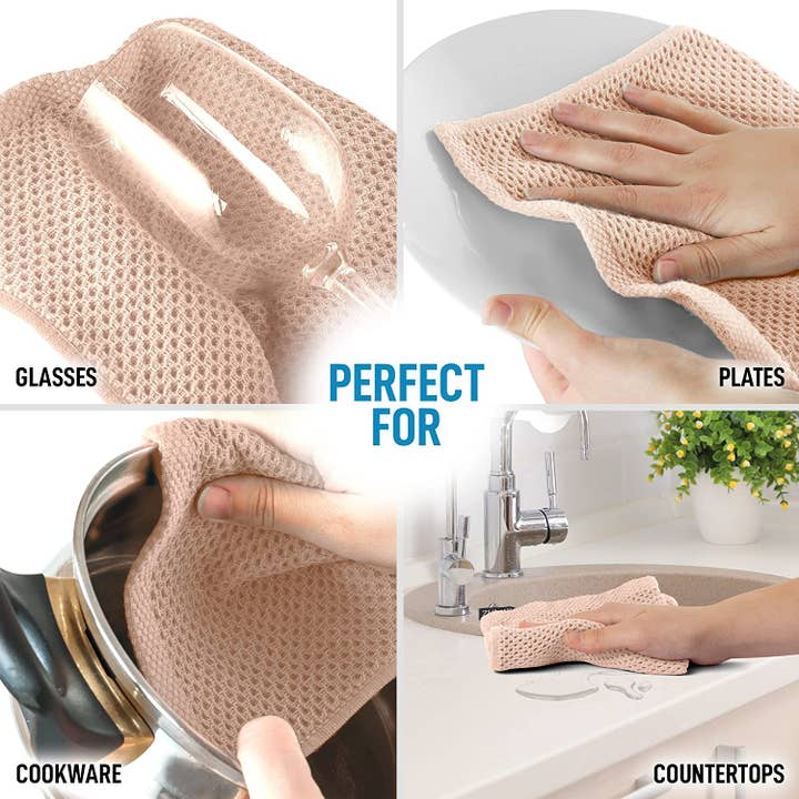 Zulay Kitchen - Wholesale Dishcloth - Waffle Weave Dish Towels – 12"x12" 6-Pack4