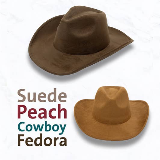 Cappello Fedora Cowboy Peach Heart in pelle scamosciata a tesa grande e ulteriori Risultati per cappello di feltro all'ingrosso. Resi gratuiti e termini di pagamento a 60 giorni su Faire in tendenza su Faire.