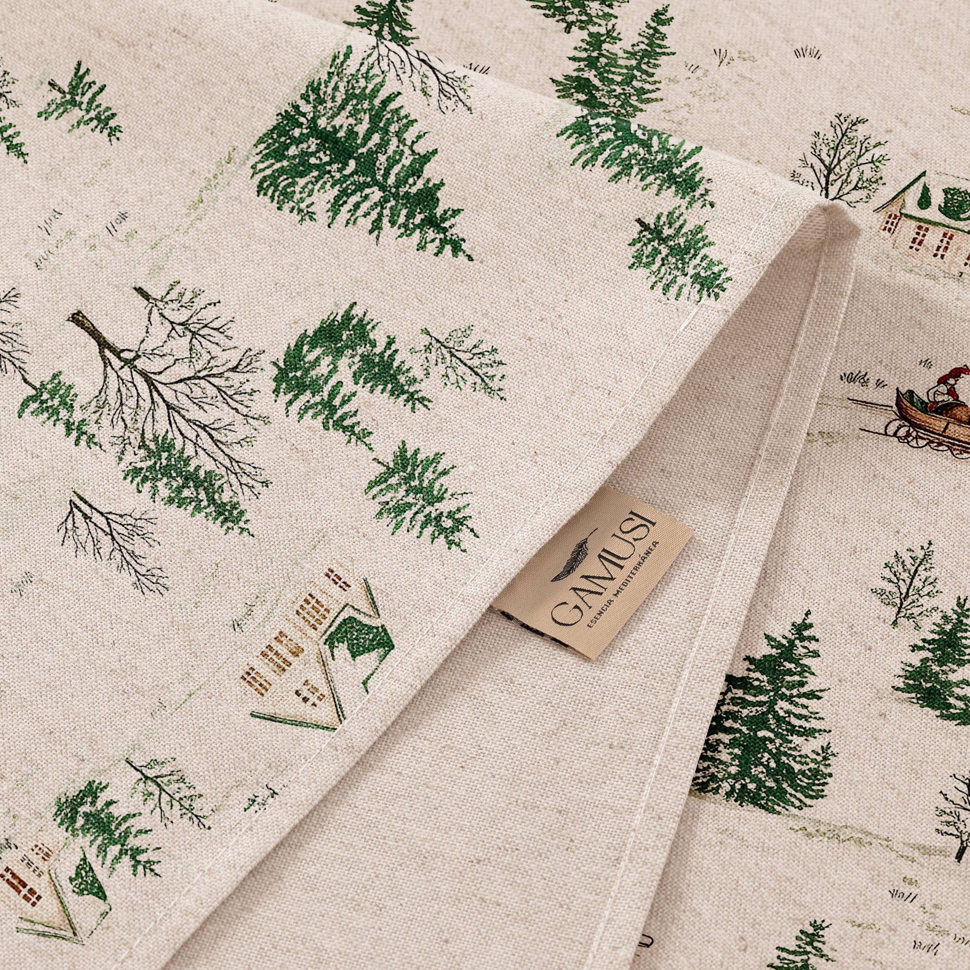 GAMUSI - Wholesale Tablecloth - Soft linen jacquard Christmas tablecloth GLINT3