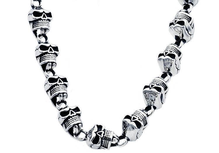 Blackjack Mens Jewelry - Wholesale Link & Chain Necklace - Men's Stainless Steel Skull Necklace0