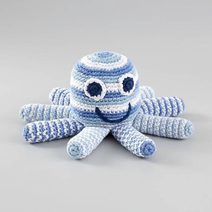 Handmade Crochet Octopus Rattle Toy with Bell for wholesale by Joy Gift London