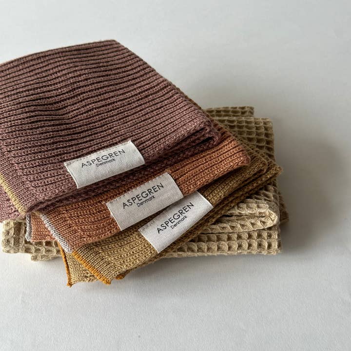 Aspegren Denmark - Wholesale Dishcloth - Dishcloth - Organic Cotton - Knitted - Ripple - Camel1