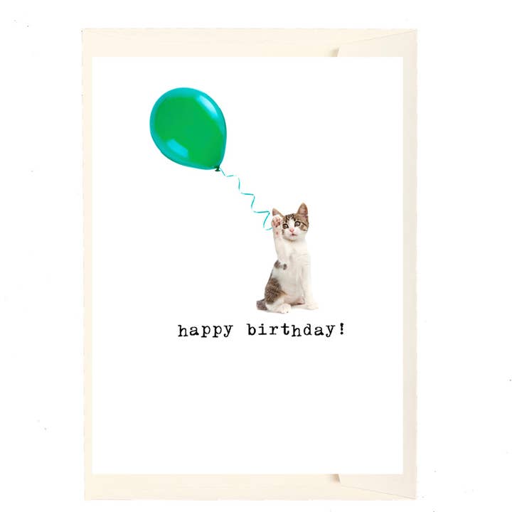 Happy Birthday - Cat and birthday balloon for wholesale by Paperlove Boutique