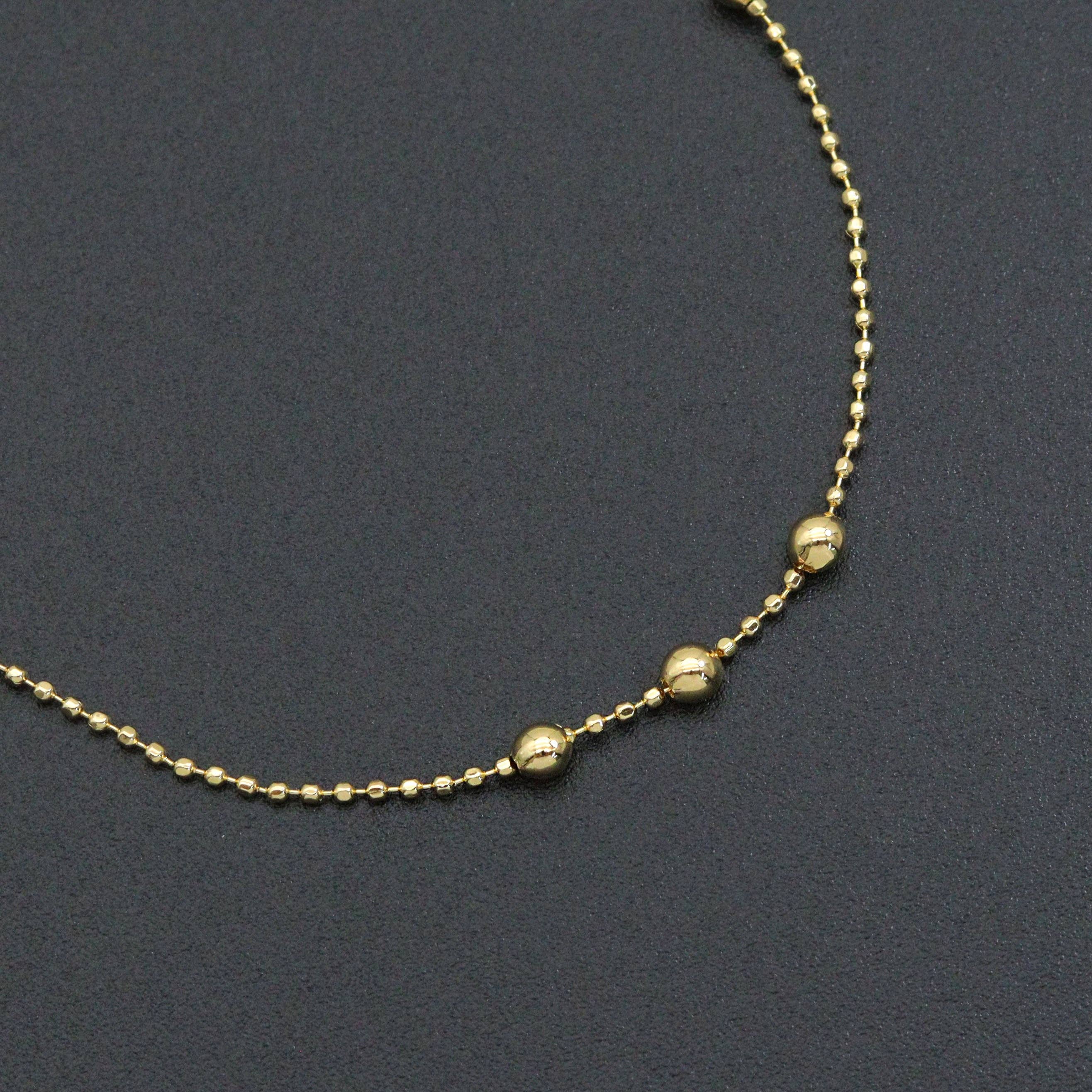 BestBeads&Beyond - Wholesale Link & Chain Necklace - Dainty Gold ball Chain Adjustable Necklace , Sku#JL2032