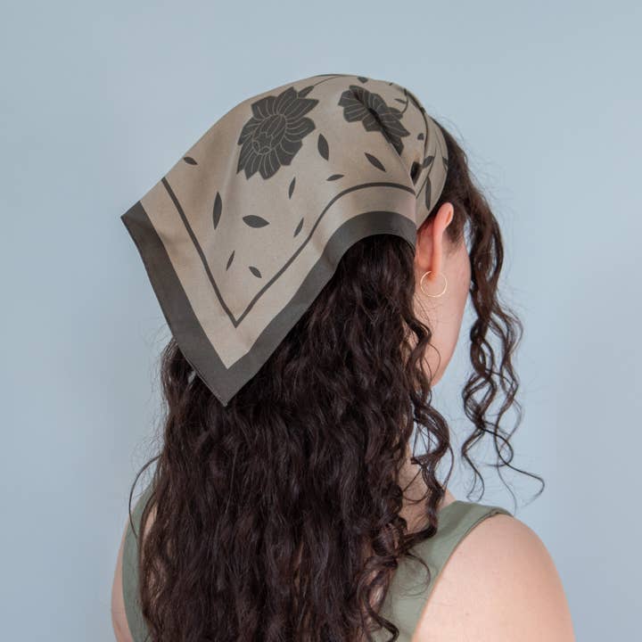 Hello Ilona - Wholesale Scarf - Women's - Kalocsa 100% Mulberry Silk Scarf - Oliva (Olive Green)