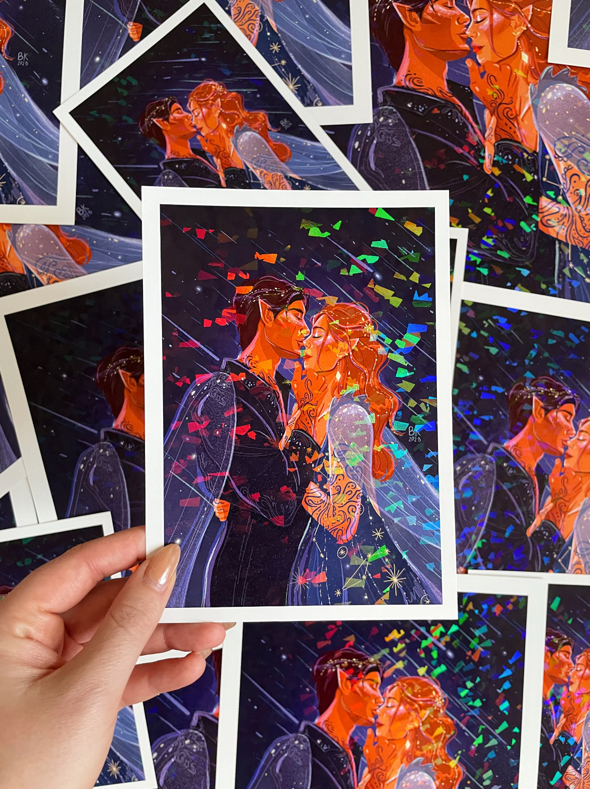 Brittany Keller Art - Wholesale Art Print - Feyre & Rhysand Holographic print2
