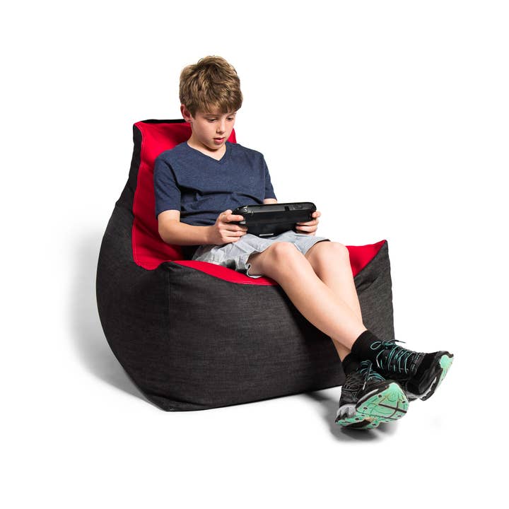 LuvU - Wholesale Chair - Jaxx Pixel Gamer Bean Bag Chair, Premium Vinyl / Dark Denim81