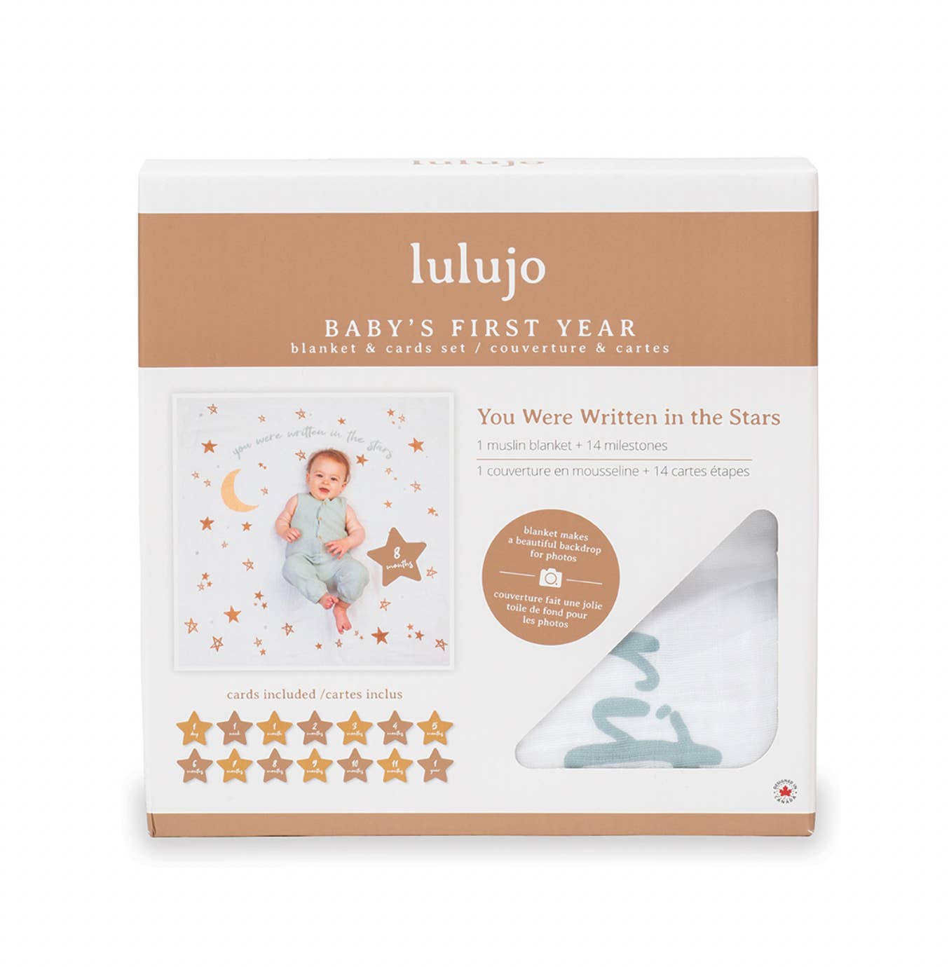 Lulujo Baby – wholesale Swaddle – Baby – Baby’s 1st Year Swaddle & Milestone Card Gift Set - Stars