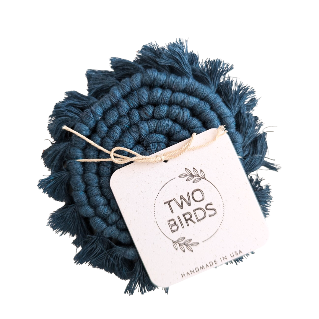 Two Birds Eco Shop - Wholesale Coasters - Single Macrame Coaster - Solid Colors7