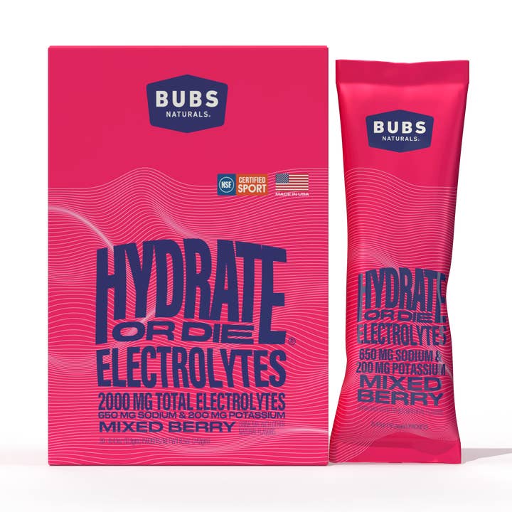 Hydrate or Die Electrolyte | Mixed Berry 20 count for wholesale by BUBS Naturals