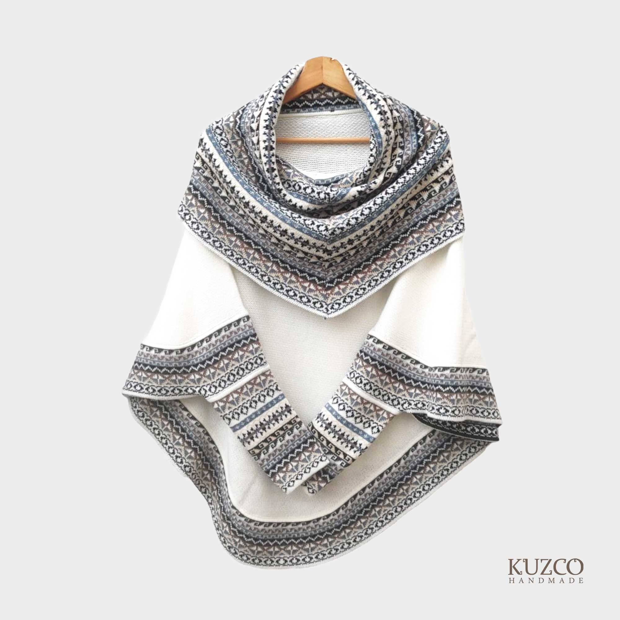 KuzcoHandmade - Wholesale Poncho - Women's - Alpaca Cowl Neck Poncho with Ethnic Pattern, Elegant & Cozy7